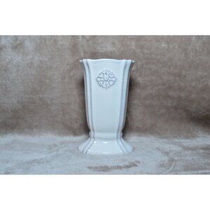 Southern Living At Home Glazed Ceramic Small Petite White Bud Vase Floral Motif